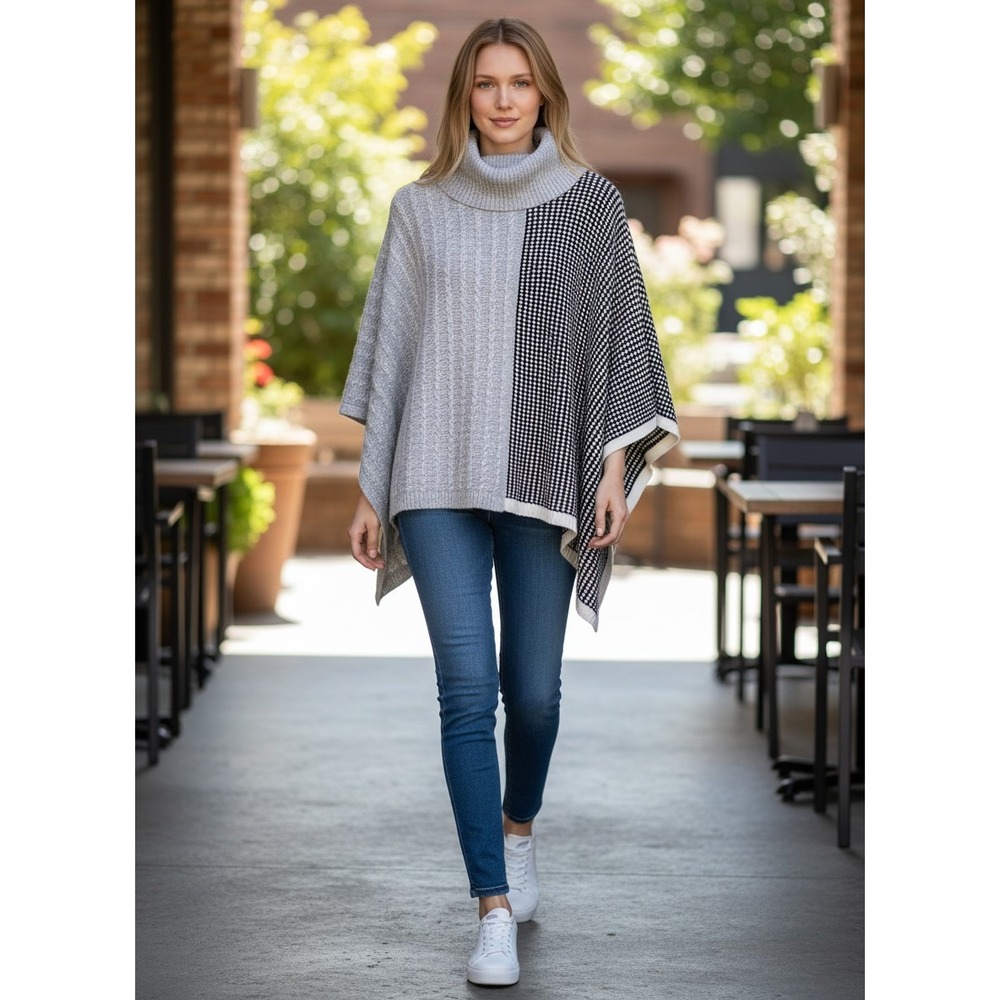 Two By Vince Camuto Womens Sweater Cowl Neck 3/4 Sleeve Gray Tunic SZ Small EUC